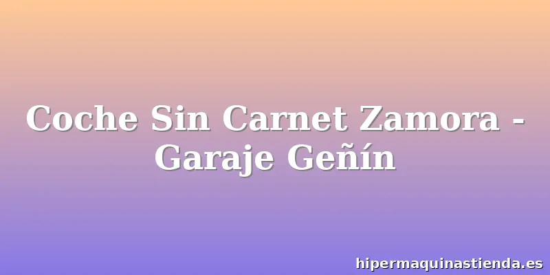 Coche Sin Carnet Zamora - Garaje Geñín