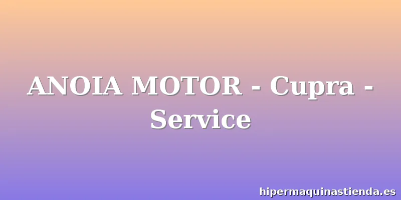 ANOIA MOTOR - Cupra - Service